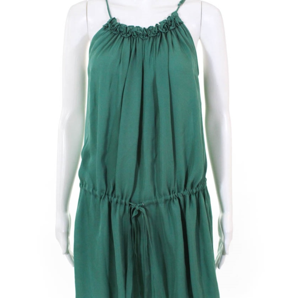 Joie Green 100% Silk Ruffle Mini Sundress Size XS